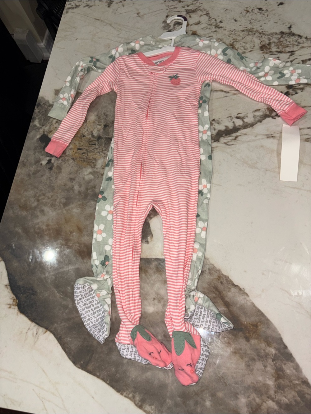 Carter's Pink Stripe Strawberry Footed One-Piece